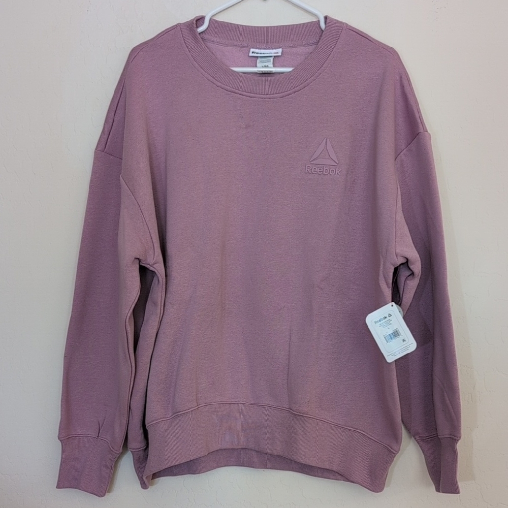 NWT Reebok Oversized Sweatshirt Mauve Pink Purple Crewneck Pullover - Size L
